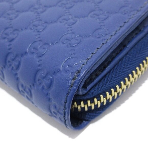 GUCCI Micro Guccissima Blue Leather Bifold Wallet 220-081025 - Picture 6 of 10